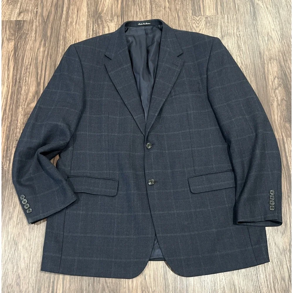 RALPH LAUREN Mens Blazer Sport Coat Two Button Jacket 46L Tartan Plaid Green